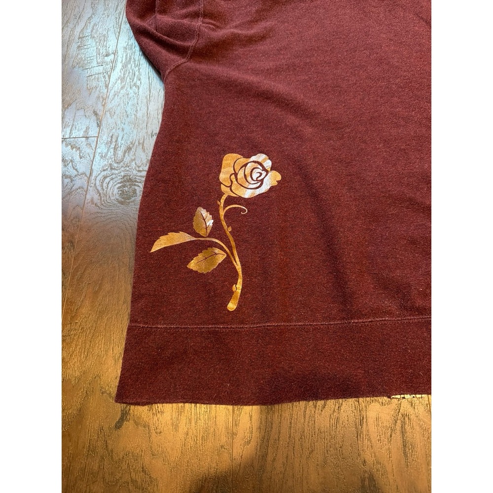 Rare Disney Parks Beauty‎ and the Beast Belle and Rose Burgundy Zip Hoodie - Picture 4 of 4